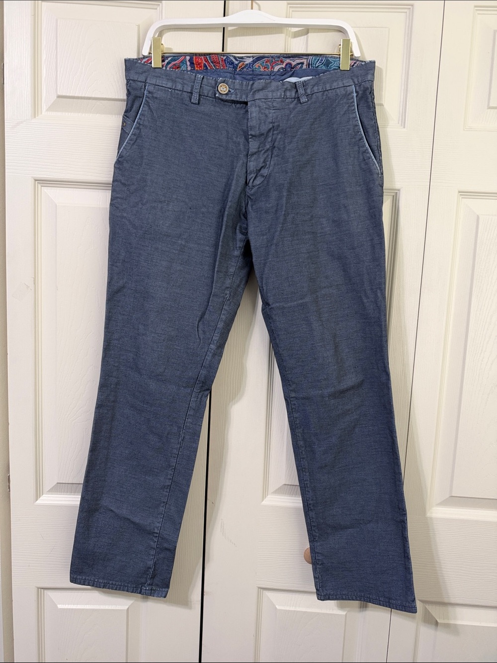 Berwick Men's Casual Blue comfortable Pants Made in Italy sz 50. #0239